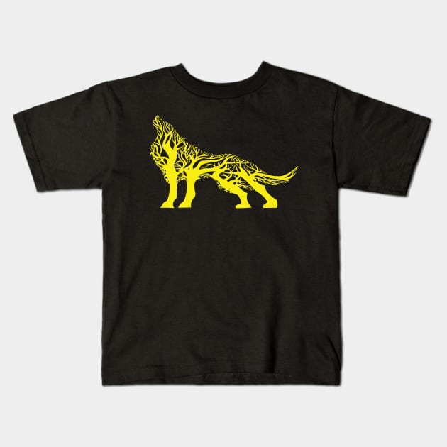 Wolf tree blend cute cool colorful Kids T-Shirt by Okuadinya